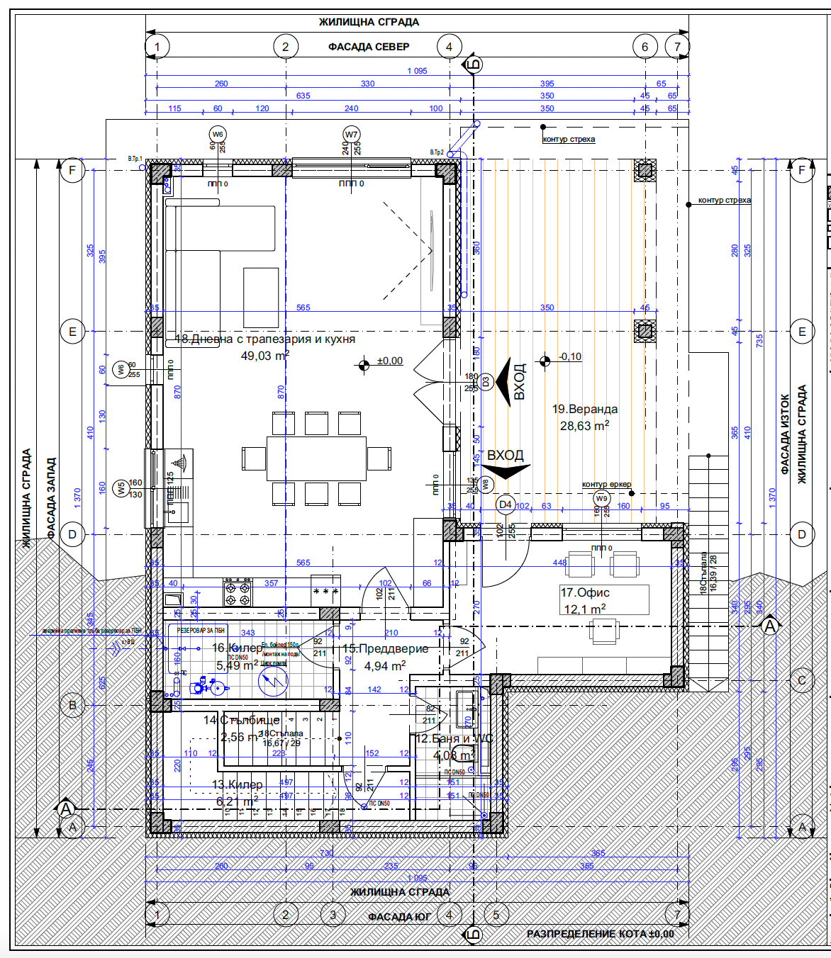 Марково къща 155 - етаж 1 разпределение